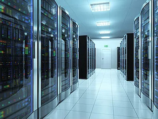 A data center with servers.